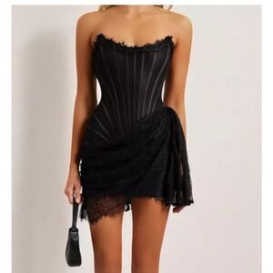 Black Lace Corset Mini Dress